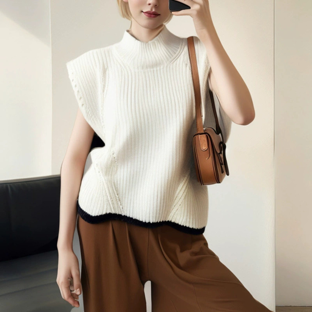 ZARA Womens Casual Wool Turtleneck Sleeveless Sweater Vest Solid Winter